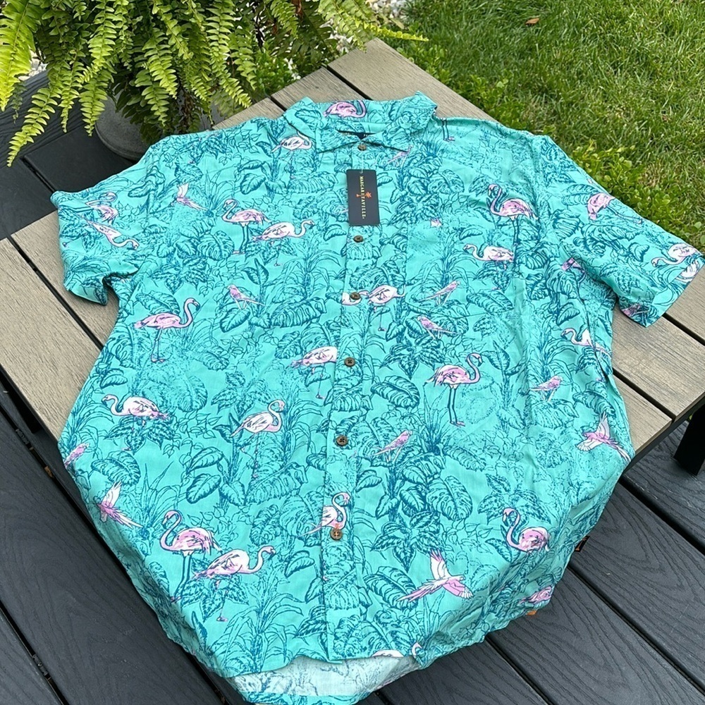 Margaritaville flamingo button down shirt nwt